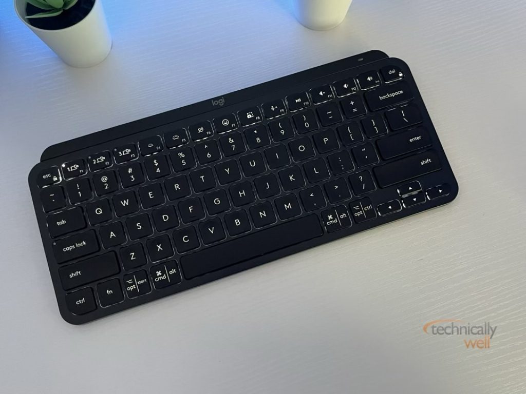 Logitech MX Keys Mini with backlight on