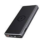 AUKEY Wireless Power Bank with 18W PD, Wireless Portable Charger 10000mAh, USB C Power Bank with QC 3.0, Wireless Charging Compatible with iPhone 11/11 Pro/Xs/XR, New Airpods, Samsung
