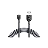 Anker PowerLine+ Lightning Cable (6ft) Durable and Fast Charging Cable [Double Braided Nylon] for iPhone X / 8 / 8 Plus / 7 / 7 Plus / 6 / 6 Plus / 5s / iPad and More(Gray)