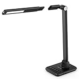 LED Desk Lamp by BESTEK, Detachable Lamp Head, Foldable and Rotatable Arm, 2 USB Ports, 4 Lighting modes, Touch Control, Timer, Memory Function--Black