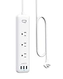 Power Strip, Anker 3-Outlet & 3 PowerIQ USB Ports Surge Protector Power Strip, PowerPort Strip 3 with Overload Protection, Electronic Microswitch, Safety Door, 5 Foot Extension Cord, for Home, Office