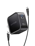 USB C Charger RAVPower 65W PD3.0 & GaN Tech 2-Port Fast Charger, Type C Foldable Travel Charger for iPhone 12 Mini Pro Max, MacBook Pro, iPad, Dell XPS, Galaxy, Switch and More