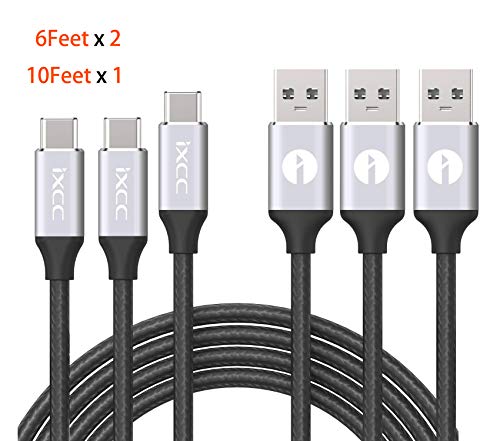 [In Half-Price Deal] USB C Cable, iXCC 6 Feet USB Type C to USB A 2.0 Data Sync and Charge 22AWG Cord for Samsung GALAXY S8 S8+, Huawei P10 Mate9, Nintendo Switch and all other USB-C Device More