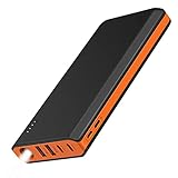 EasyAcc 20000mAh Portable Charger Fast Recharge External Battery Pack Charger with 2.1A 2-Port Input 4.8A Smart Output High Capacity Power Bank for iPhone iPad Samsung Android - Black and Orange