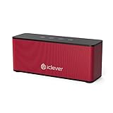 [14 Hour Playtime Loud Speaker]iClever Bluetooth V4.2 Speaker with Touch Control, 20W Premium Portable Wireless Stereo, Dual Passive Driver,Red Black