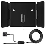 1byone TV Antenna [2019 Newest] Unique Foldable Antenna, 120 Miles Indoor TV Antenna for Digital Freeview 4K 1080P VHF UHF Local Channels with Siginal Amplifier Support All TV's - 16.5 ft Coax Cable