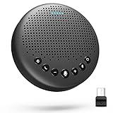 Bluetooth Speakerphone – eMeet Luna Updated AI Noise Reduction Algorithm Featured, Daisy Chain, USB Conference Speaker Phone w/Dongle for Home Office, 360° Voice Pickup for up to 8 People