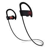 Bluetooth Headphones, Hussar Magicbuds Best Wireless Sports Earphones with Mic, IPX7 Waterproof, HD Sound with Bass, Noise Cancelling, Secure Fit, up to 9 hours working time (Upgraded)